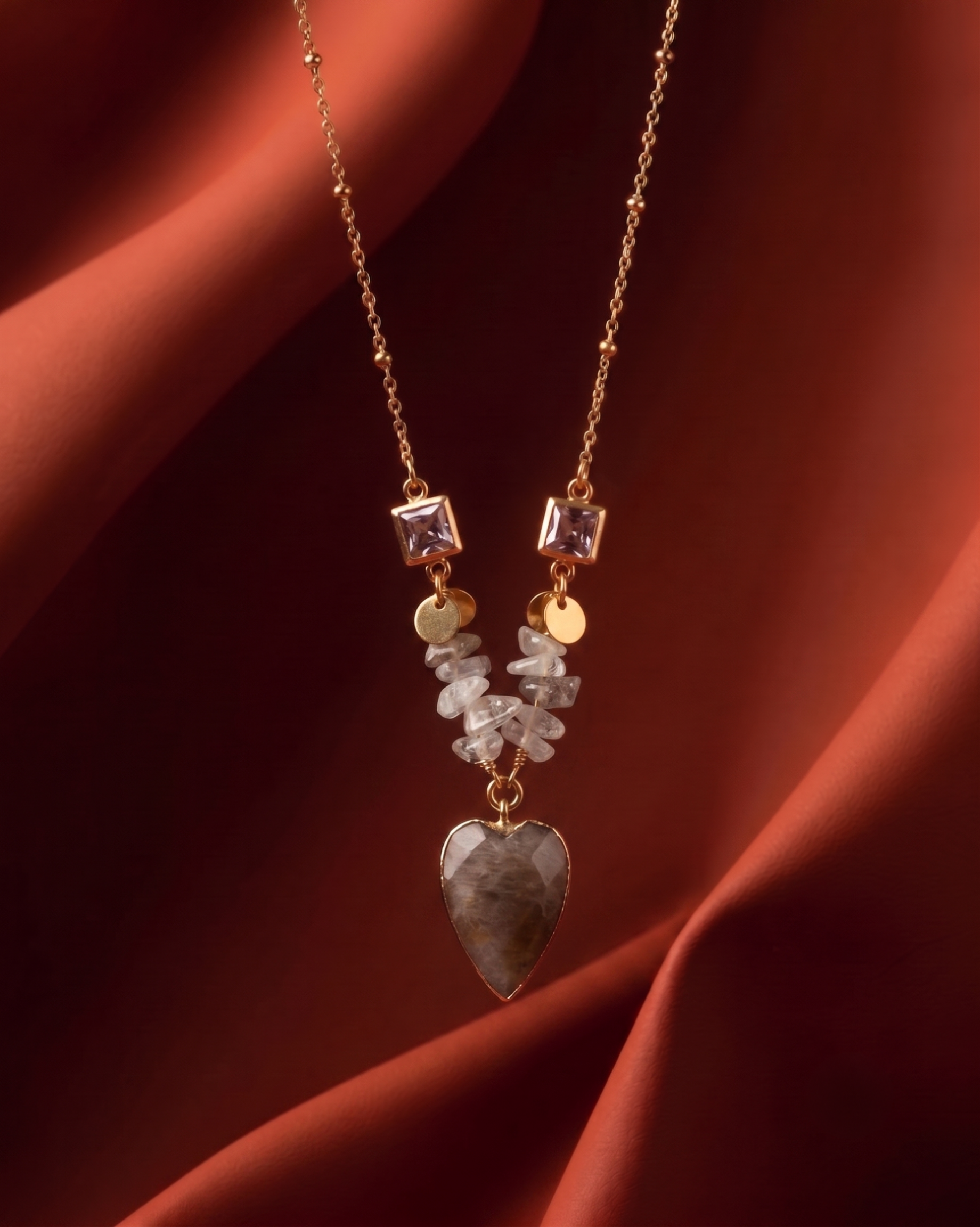 Collar Corazón de Rodonita